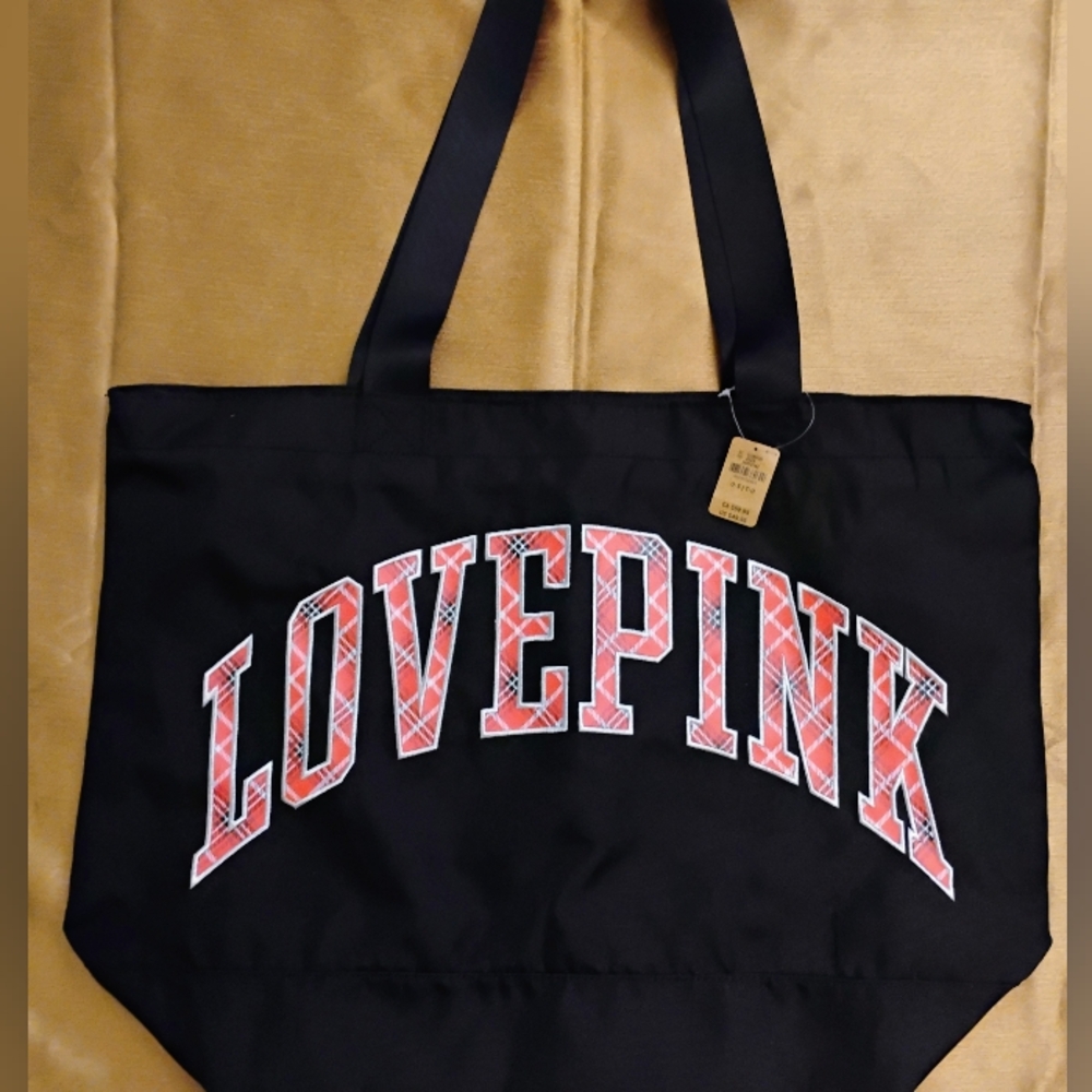 NWT PINK Victoria's Secret Black Tote Bag